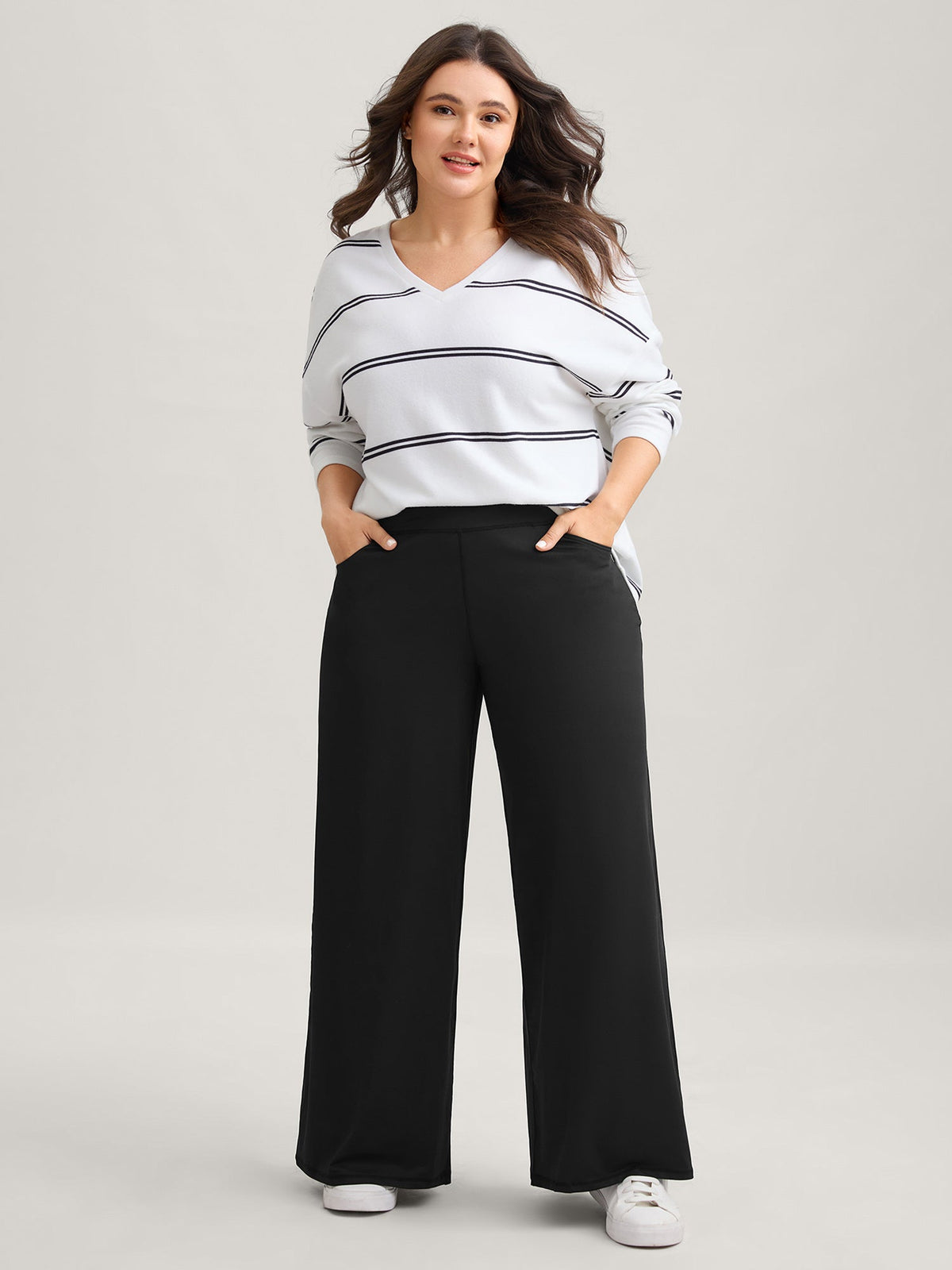 Super Stretchy Wide-Leg Casual Pocket Pants