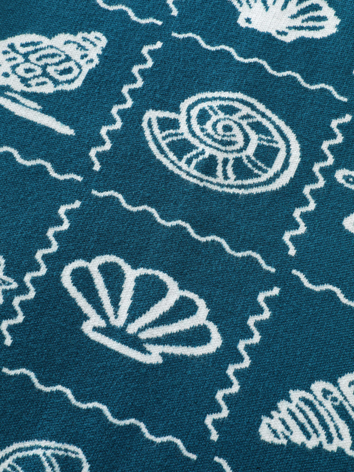 Ocean Pattern Jacquard Ribbed Hem Pullover