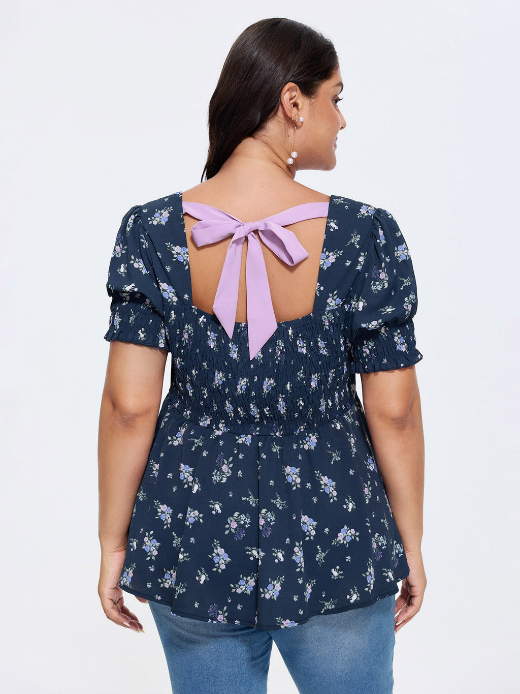 Floral Print Ruched Fit And Flare Blouse