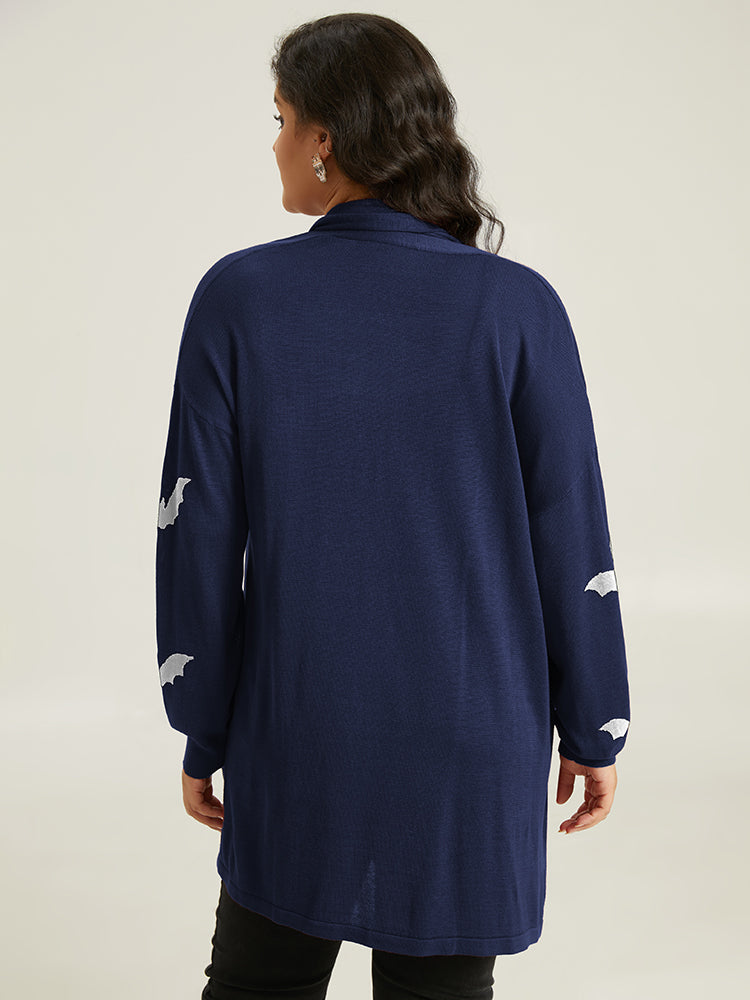 Supersoft Essentials Halloween Bat Pattern Lapel Collar Cardigan