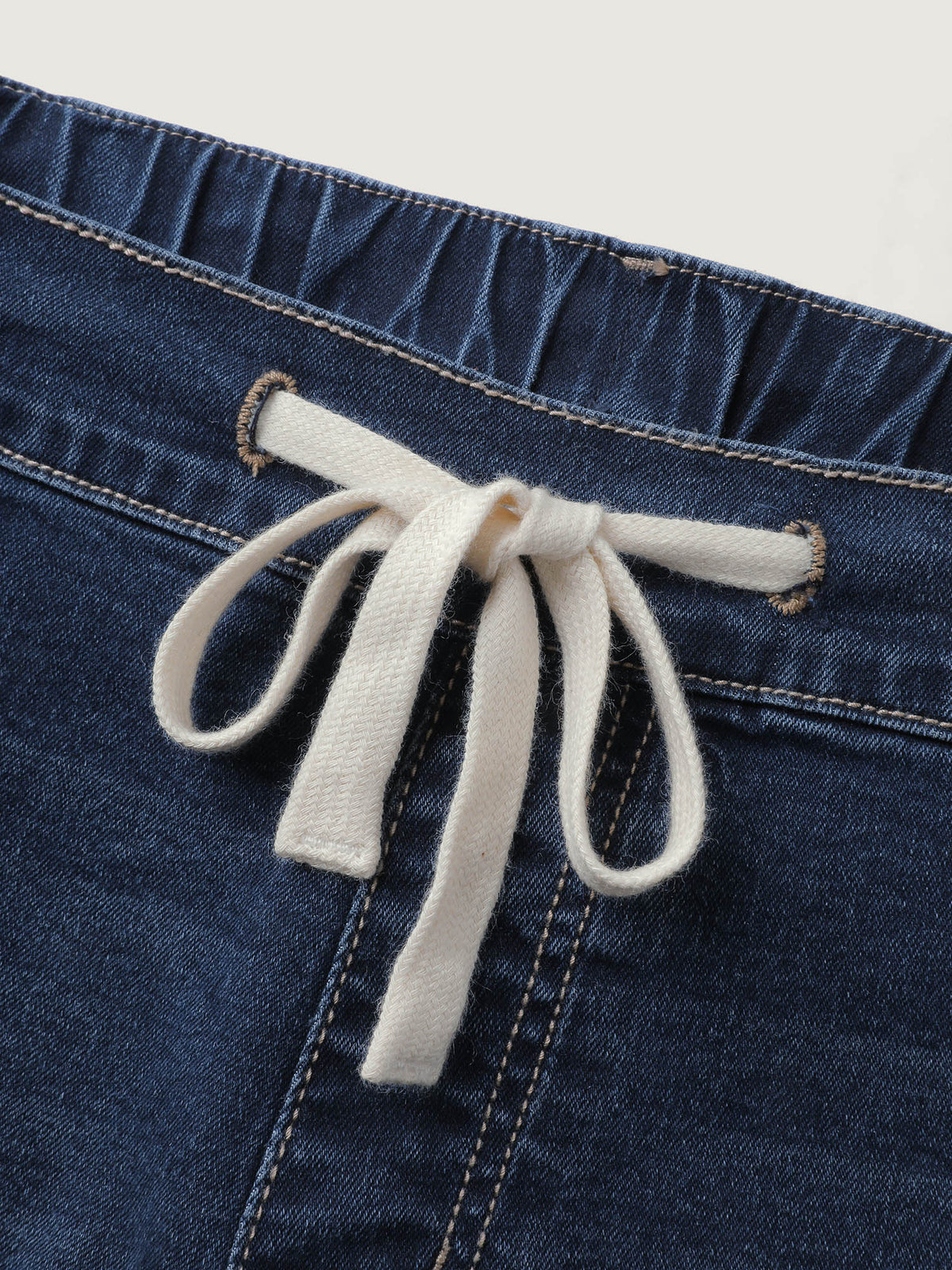 Drawstring Straight-Leg Cargo Jeans