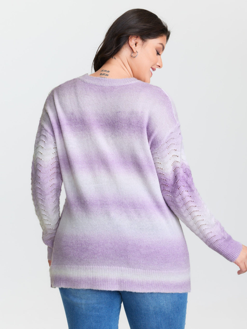 Textured Color Gradient Drop Shoulder Pullover