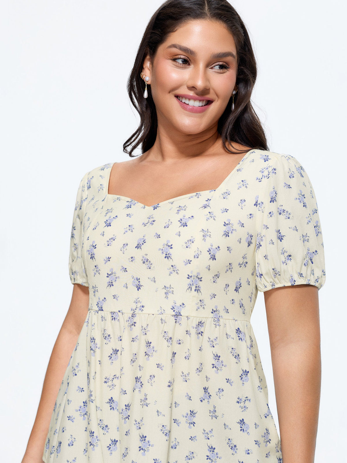 Floral Print Back-Bow Flared Blouse