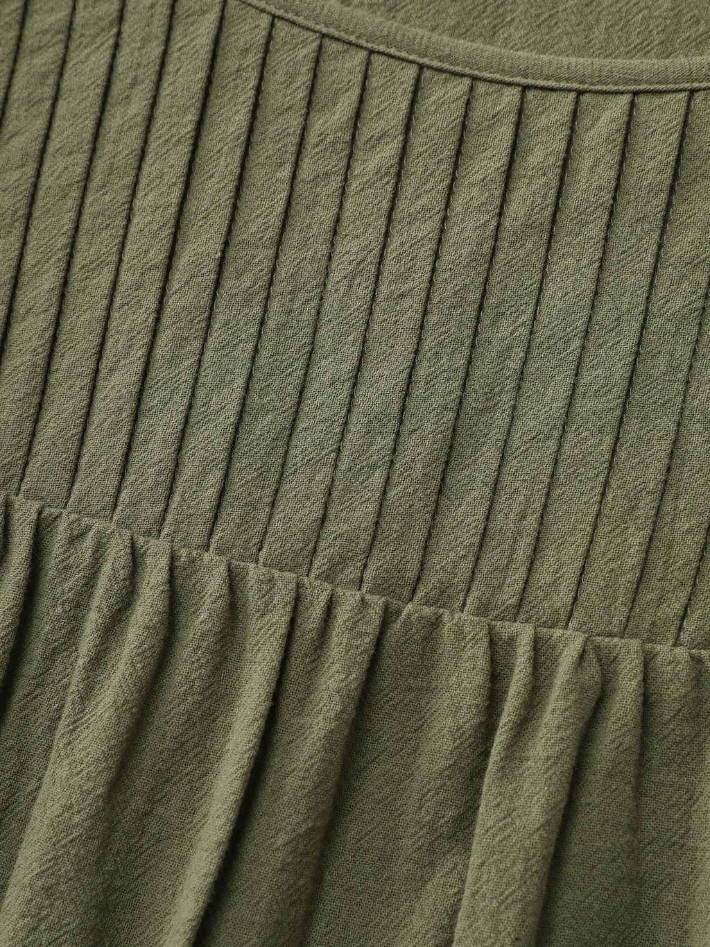 Pure Cotton Pleated Puffy Sleeve Blouse
