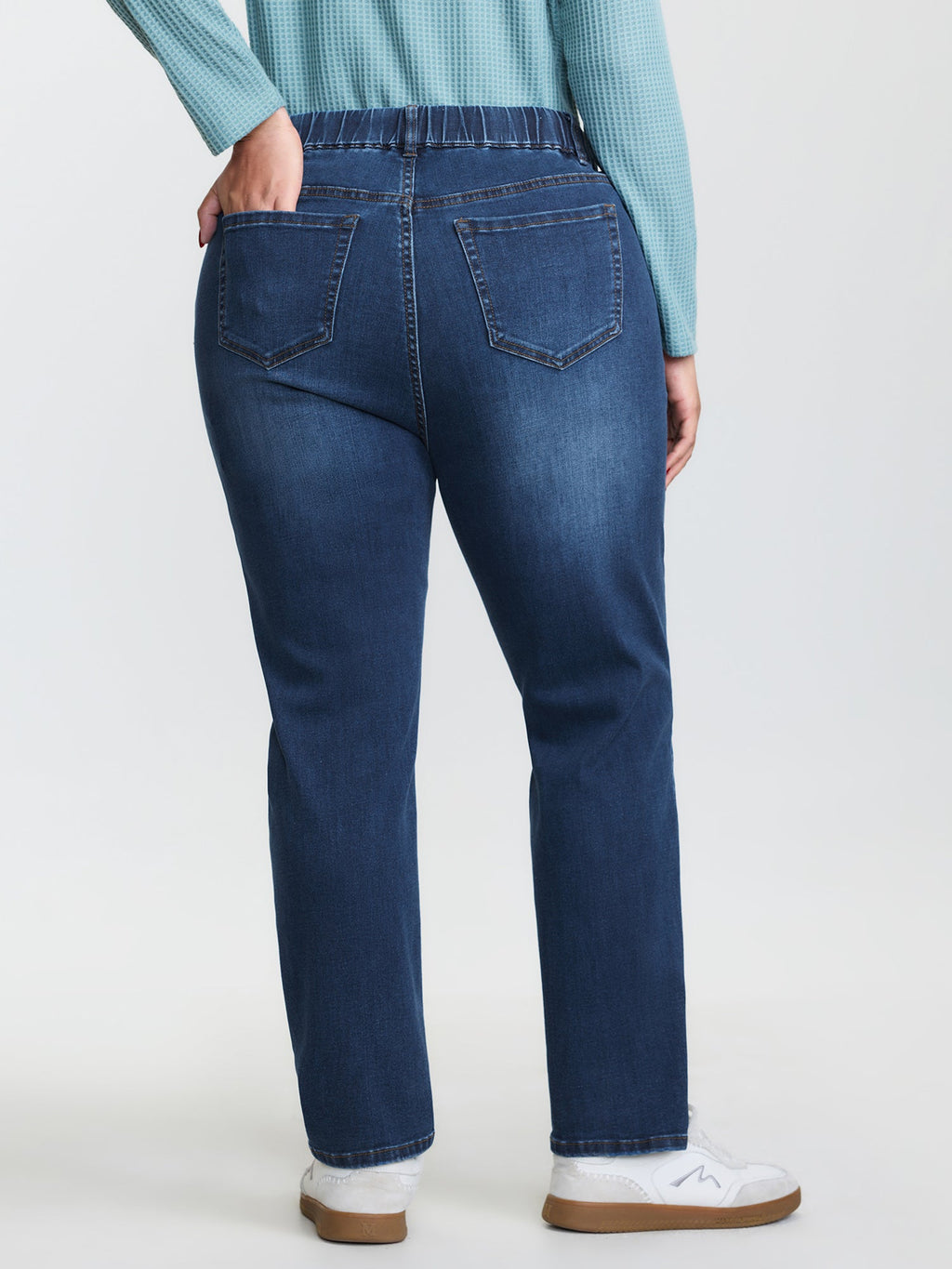 Pull-On High-Rise Drawstring Boyfriend Jeans