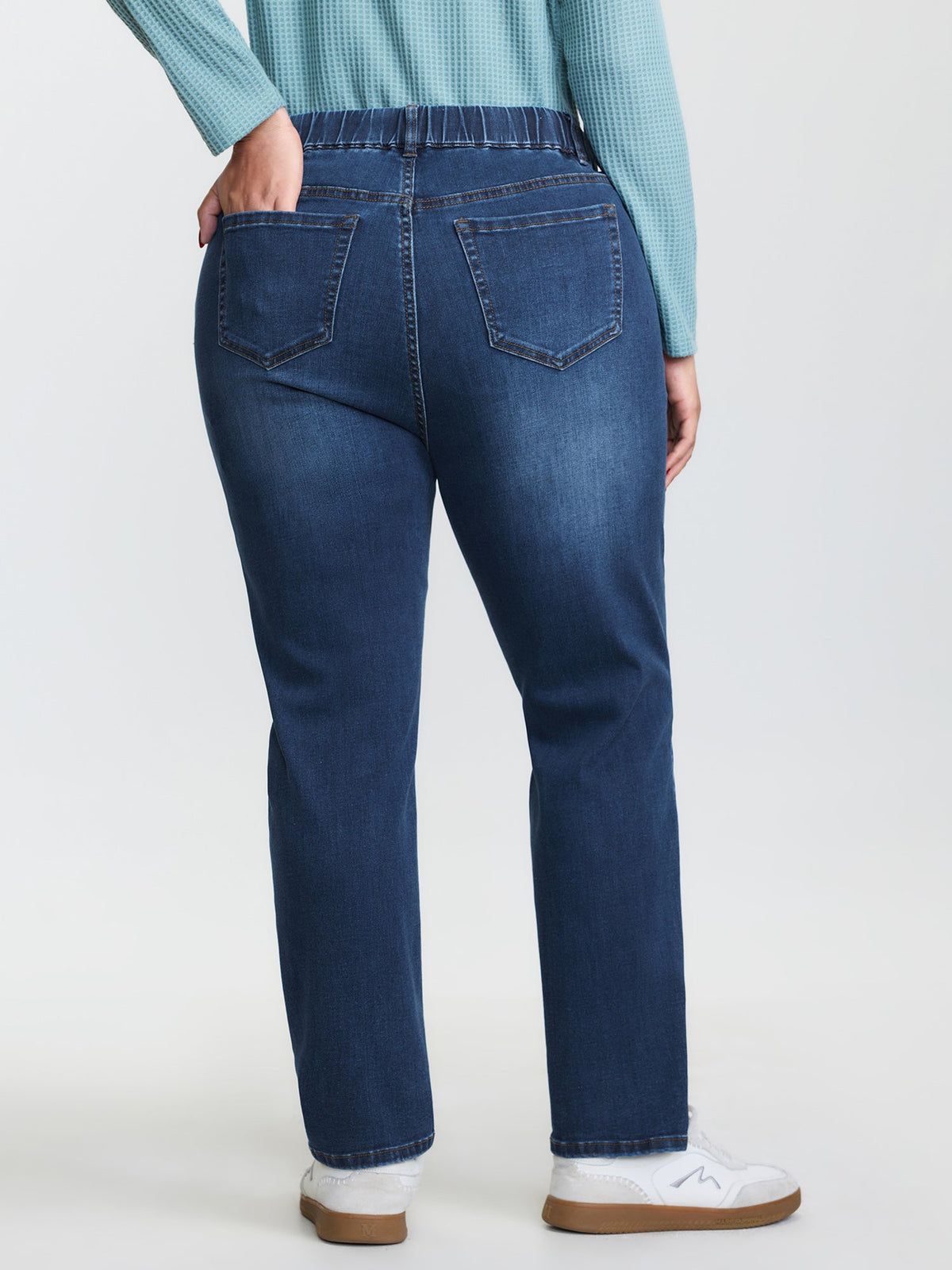 Pull-On High-Rise Drawstring Boyfriend Jeans