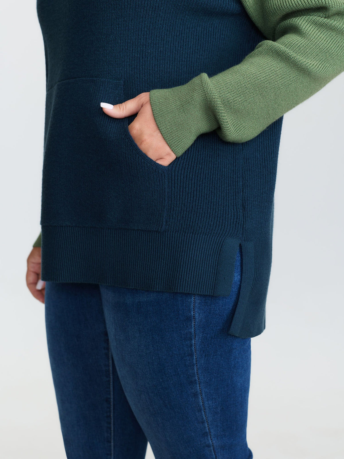 Colorblock Hooded Raglan Sleeve Pullover