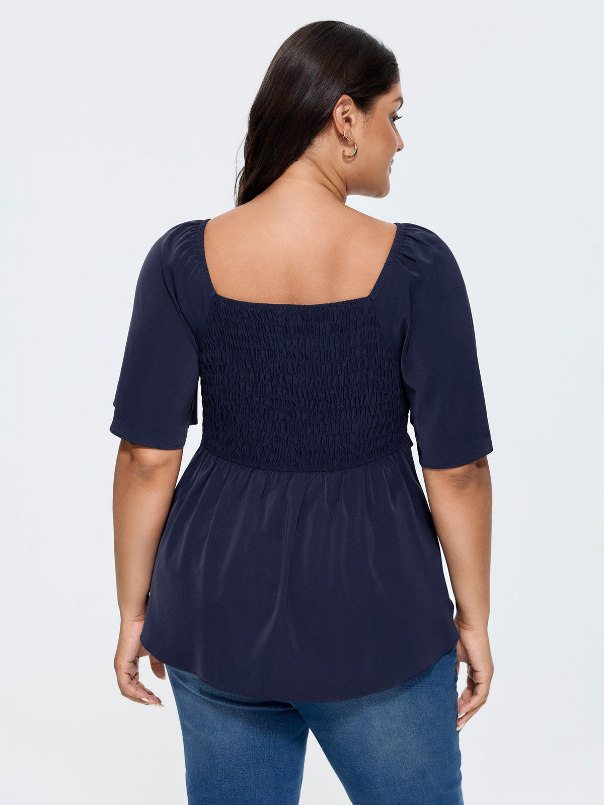 Shirred Back Fit And Flare Blouse