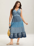 Bandana Patchwork Floral Sleeveless Dress