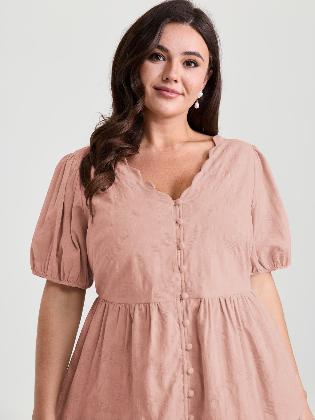 Textured Fit And Flare Plain Blouse