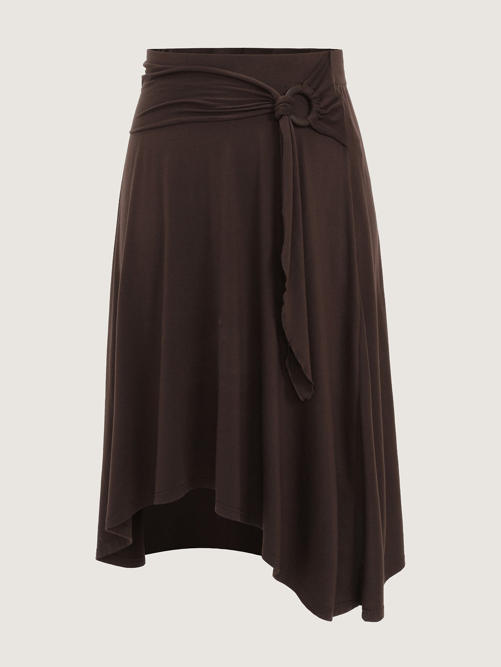 Supersoft Ring Detail Tie Asymmetrical Hem Midi Skirt