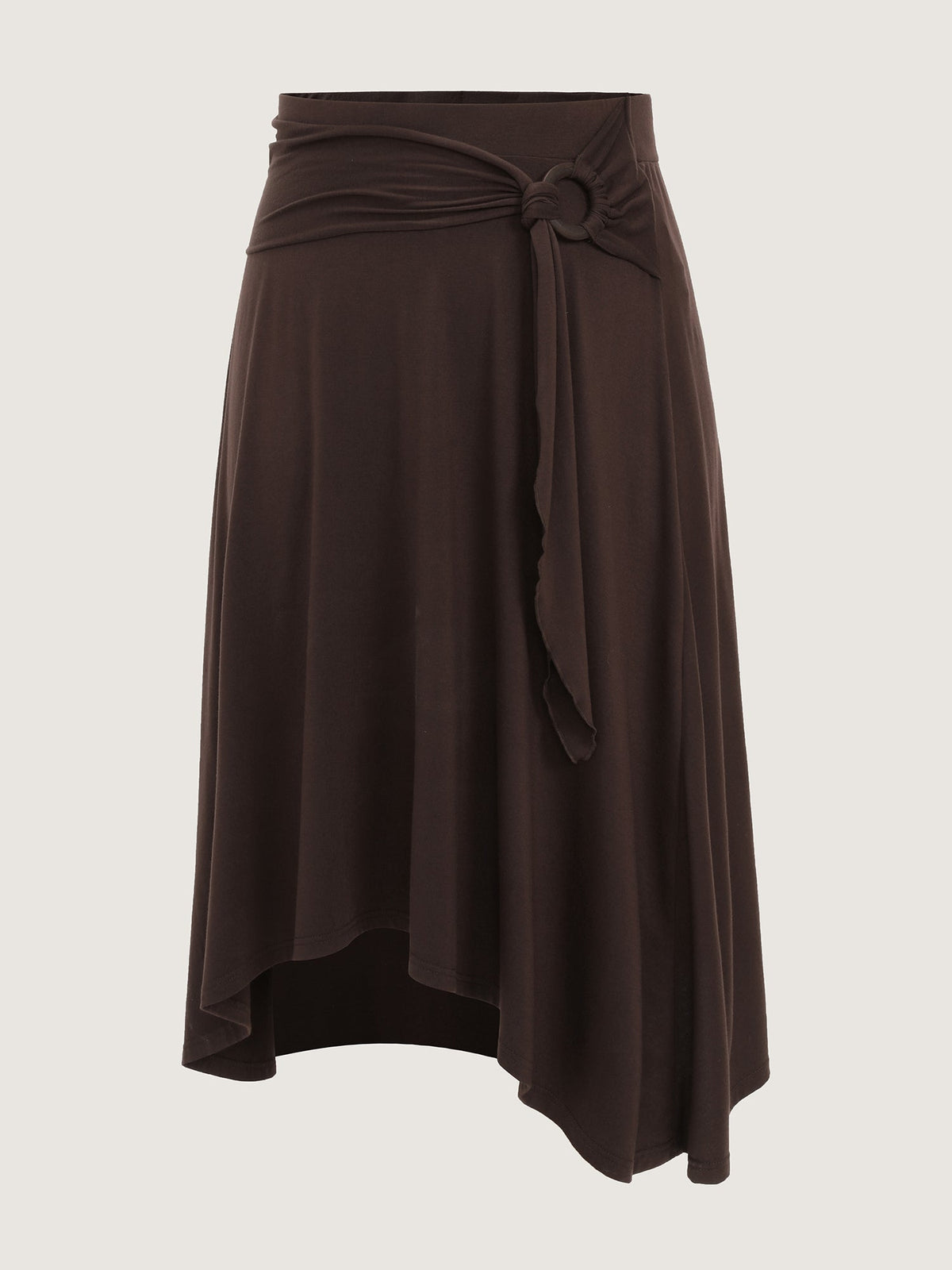 Supersoft Ring Detail Tie Asymmetrical Hem Midi Skirt