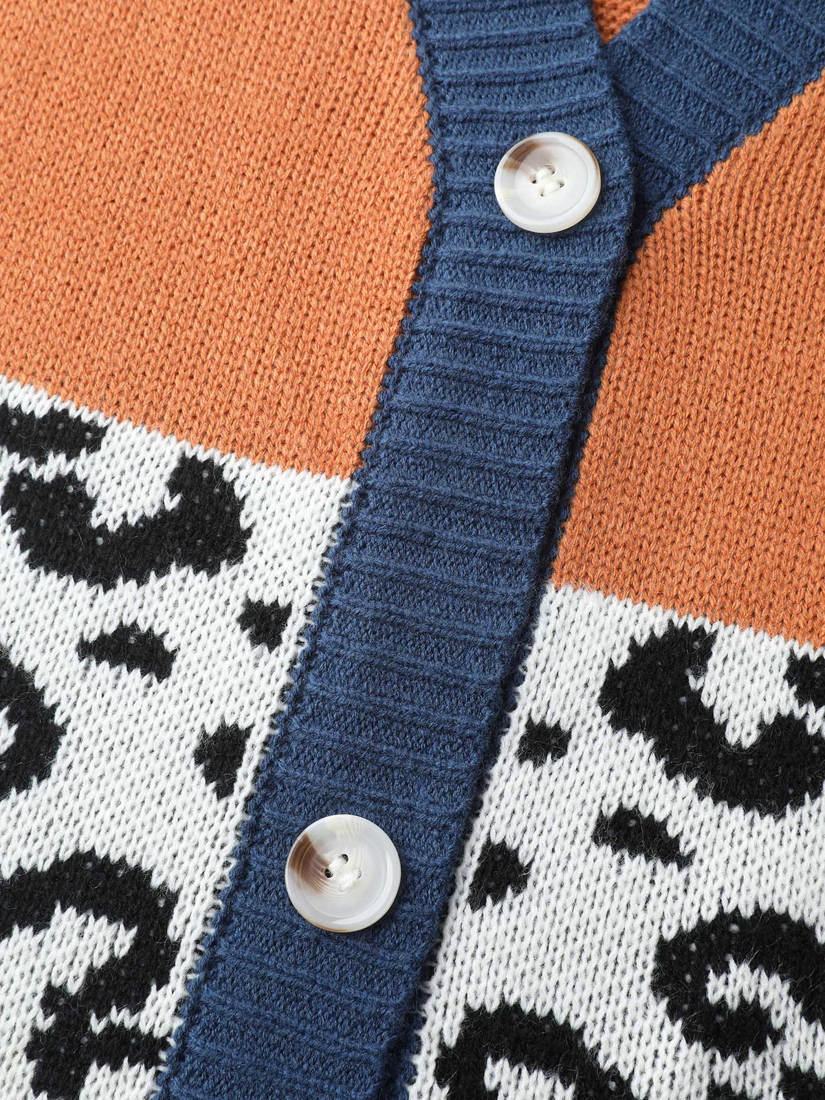 Stripe Color Block Leopard Knit Cardigan
