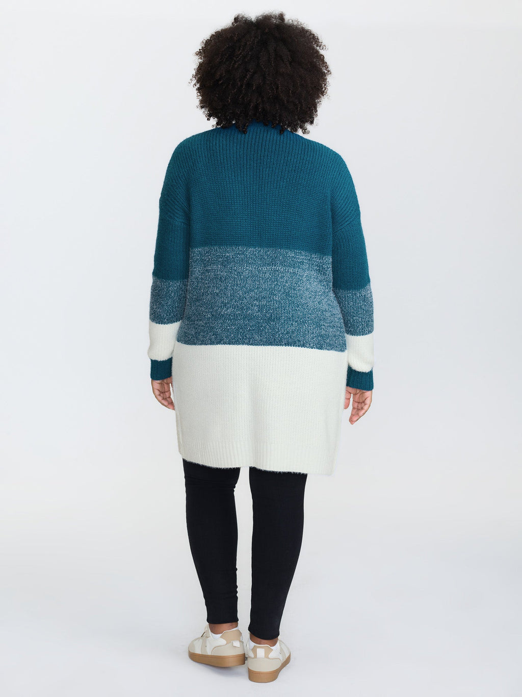 Super Stretchy Colorblock Fuzzy Textured Knit Cardigan