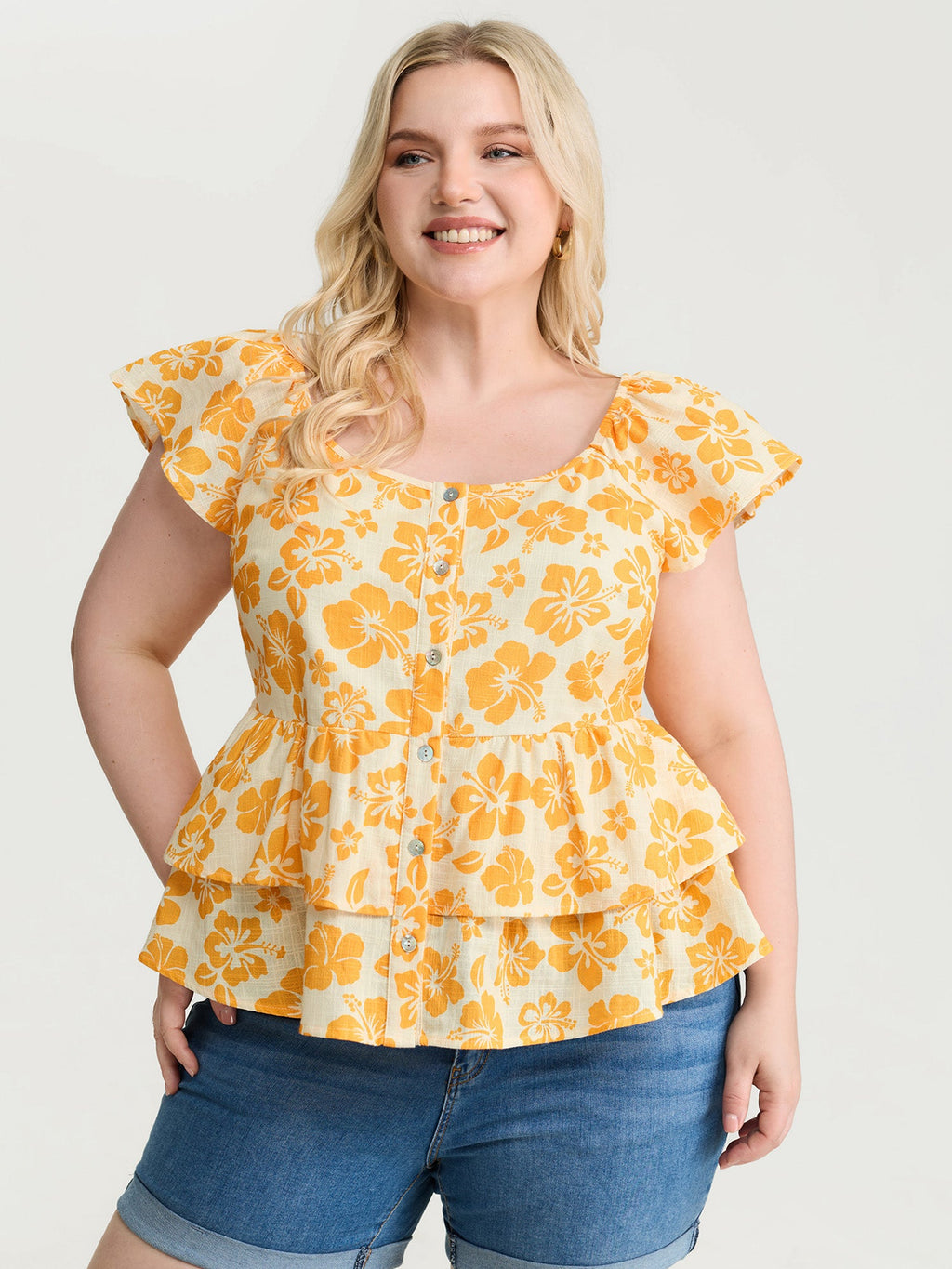 Pure Cotton Vibrant Floral Layered Blouse