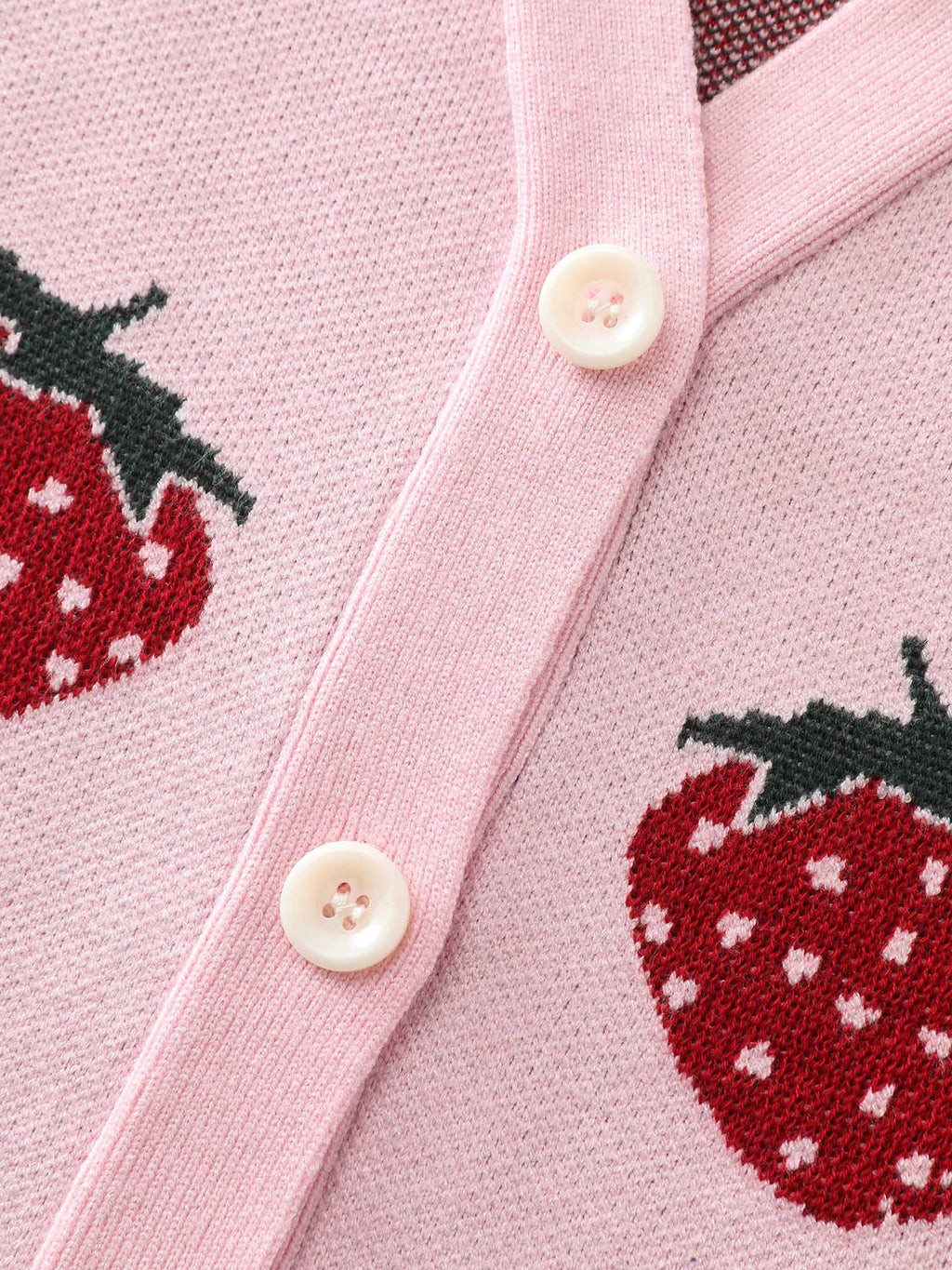 Strawberry Pattern Button-Front Knit Cardigan
