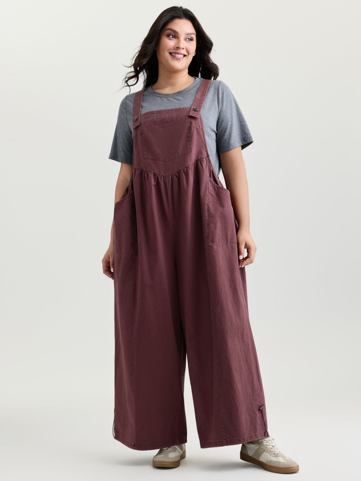 Pure Cotton Washed Distressed Adjustable Overall Jumpsuit