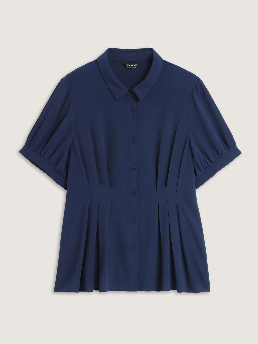 Cinched-Waist Pleated Collar Blouse