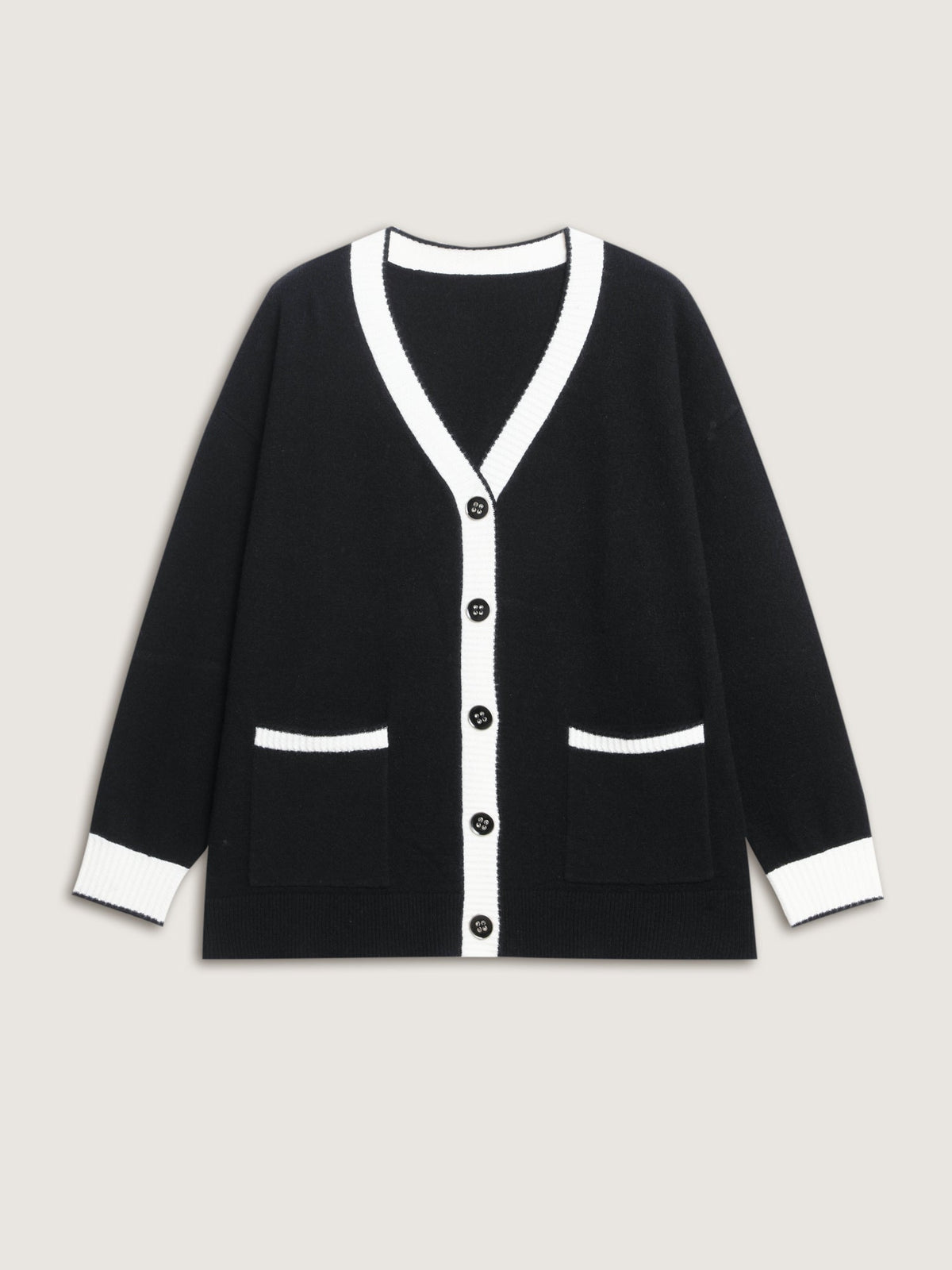 Supersoft Contrast Trim Pocketed Cardigan
