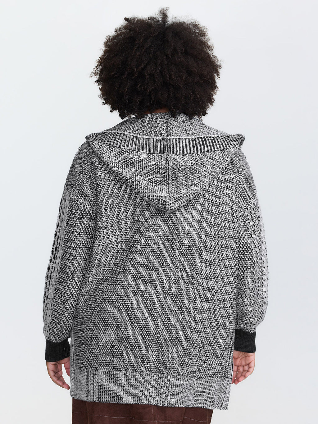 Braided Texture Button Stretchy Pockets Knit Cardigan