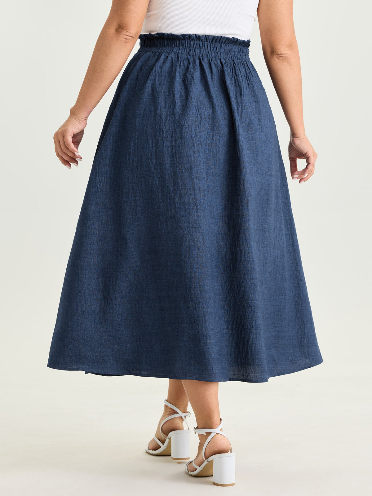 Drop Pockets Pleated Maxi Skirt