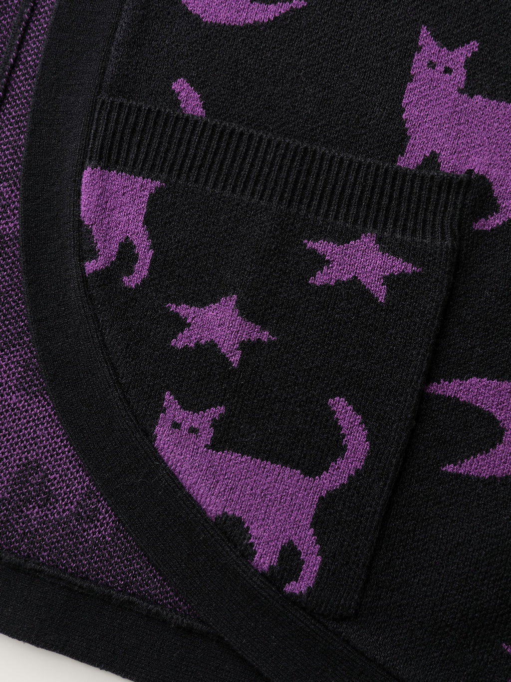 Halloween Jacquard Print Pockets Knit Cardigan