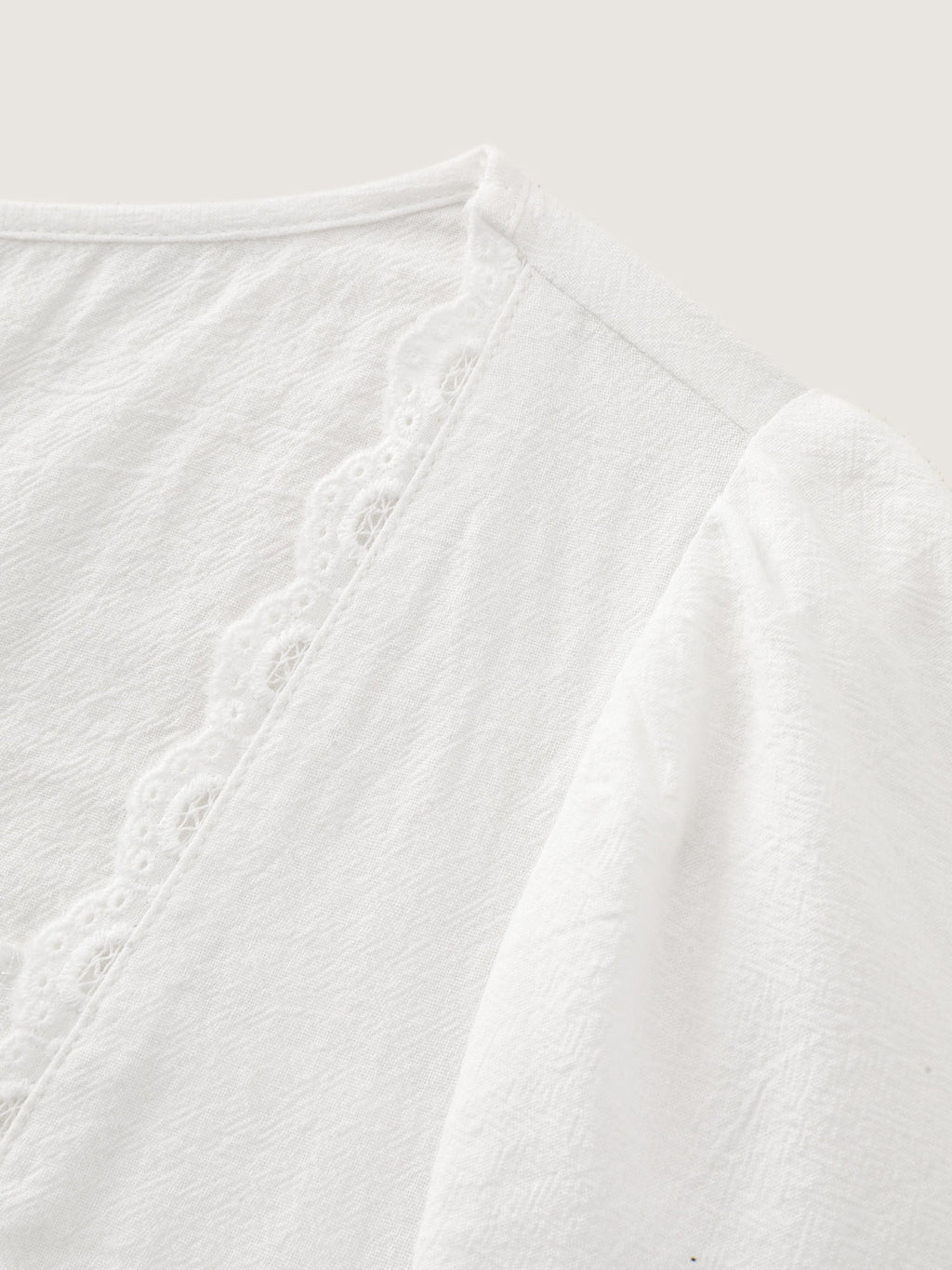 Cotton Lace Trim Square Neck Spliced Blouse