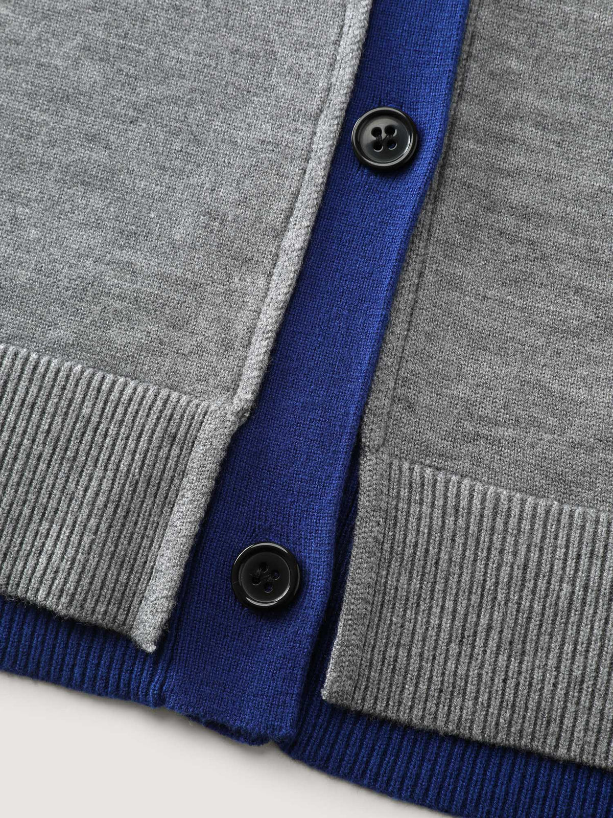 2-in-1 Color Contrast Ribbed Hem Knit Cardigan