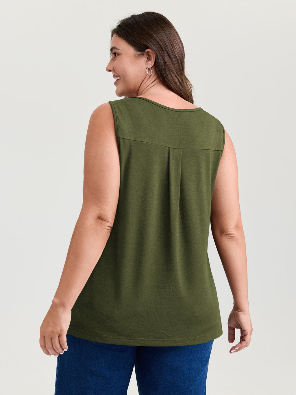 Stretchy V-Neck Pleated Tank Top