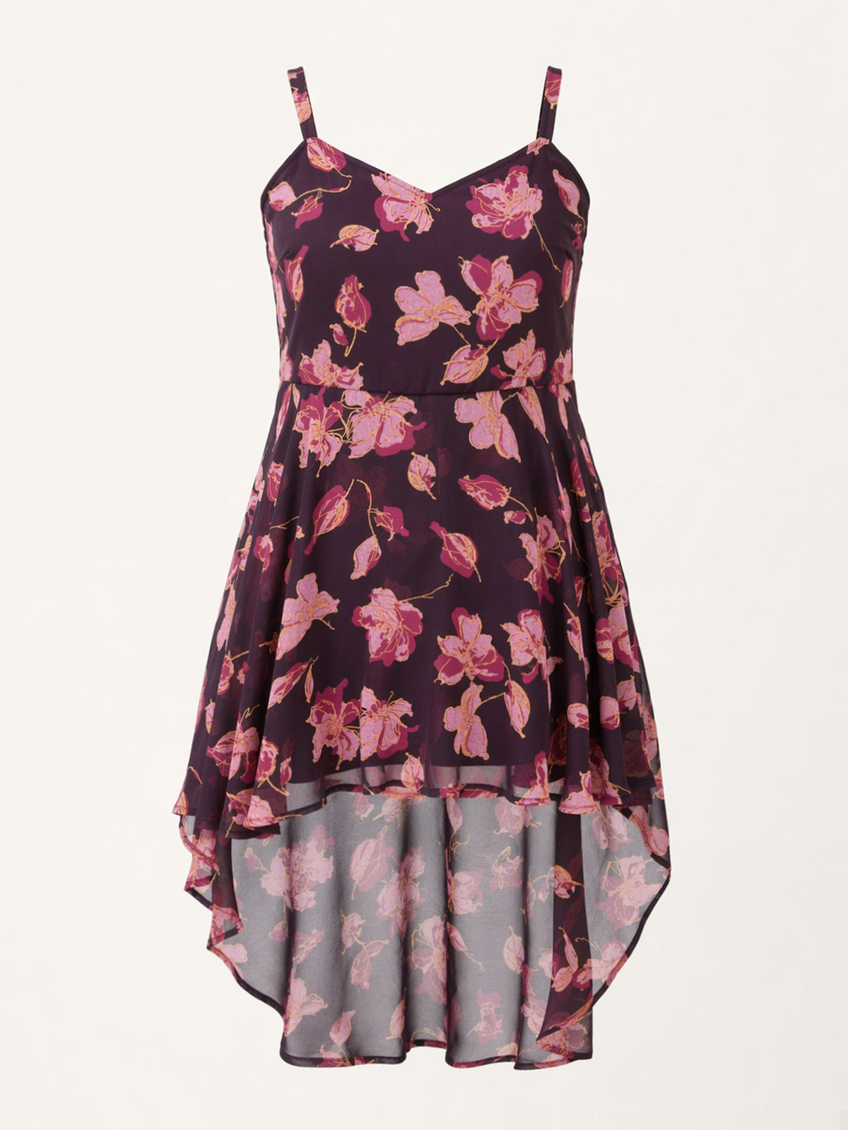 Floral Print High Low Hem Romper
