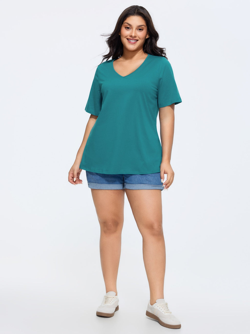 Cotton V Neck Plain Basic T-shirt