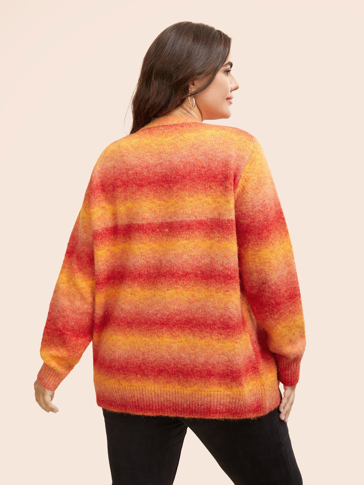 Ombre Contrast Patch Pocket Cardigan