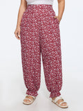 Floral Print Shirred Waist Jogger Pants