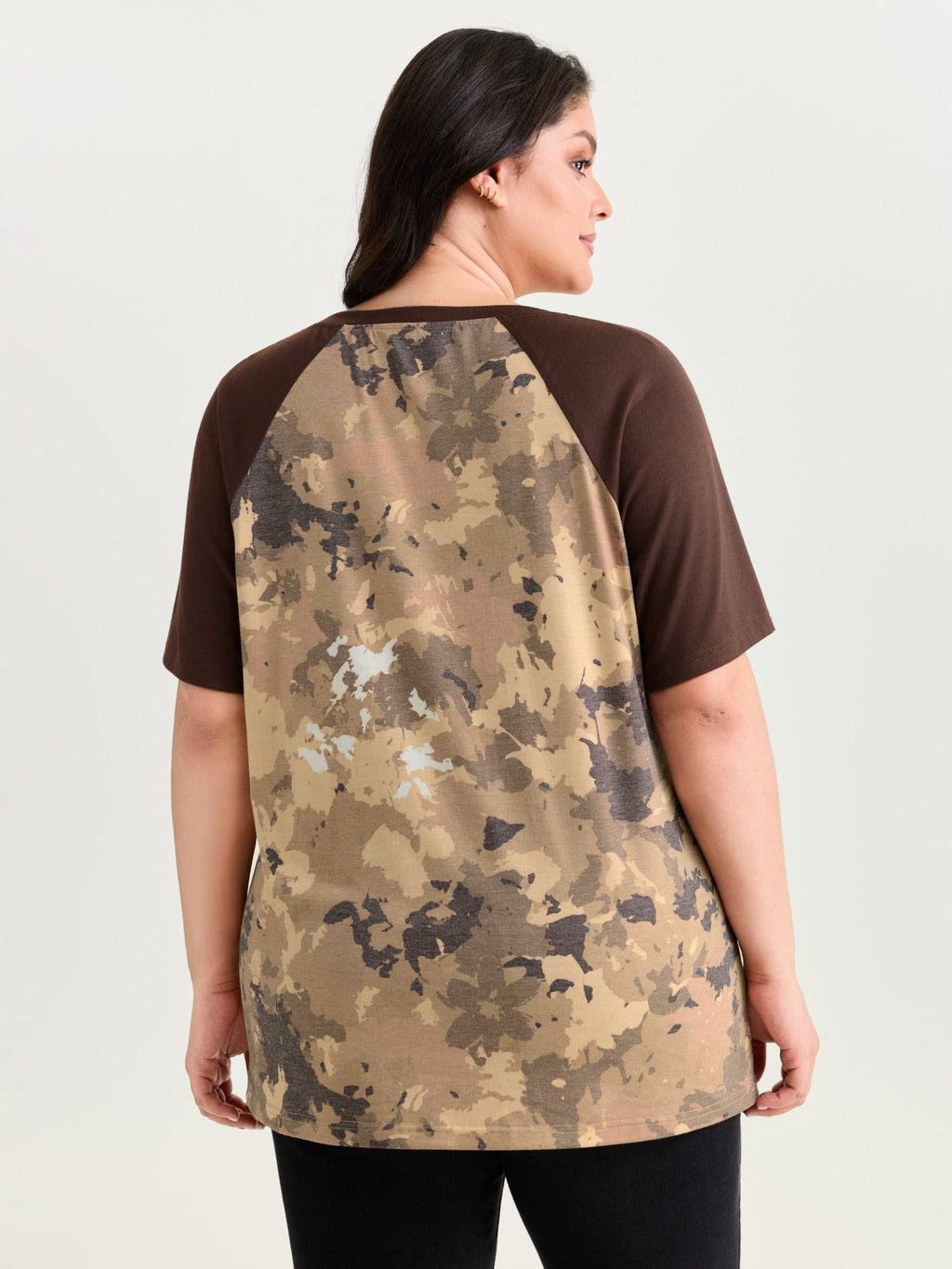 Camouflage Print Raglan Sleeve T-Shirt