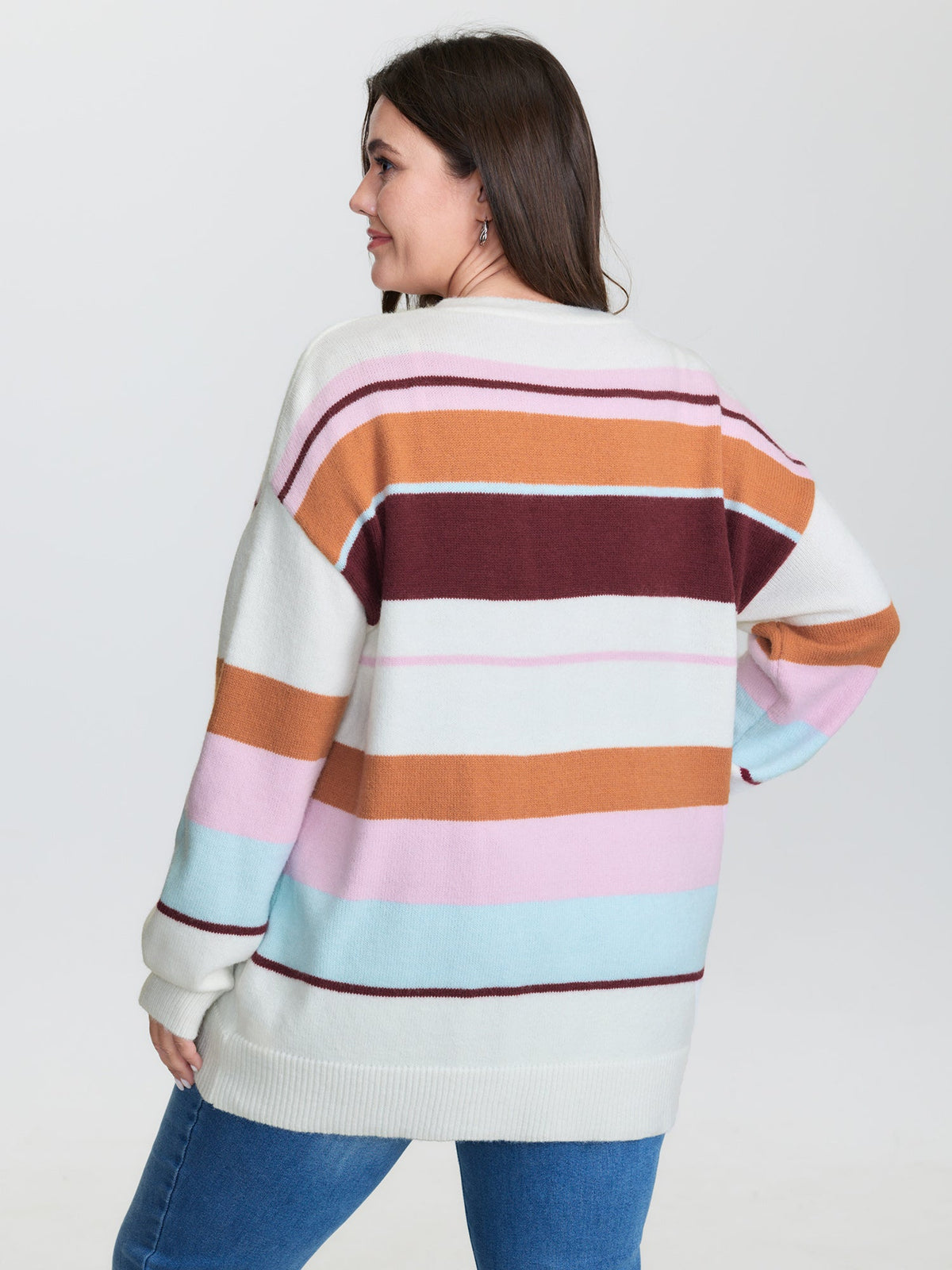 Colorful Stripes Button Knit Cardigan