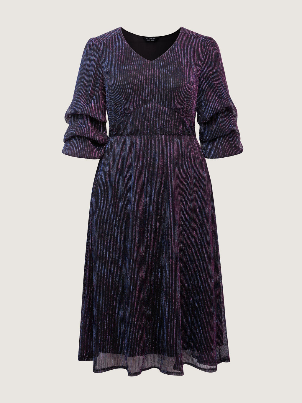 Phantom Silk Stretchy Shirred Waist Midi Dress
