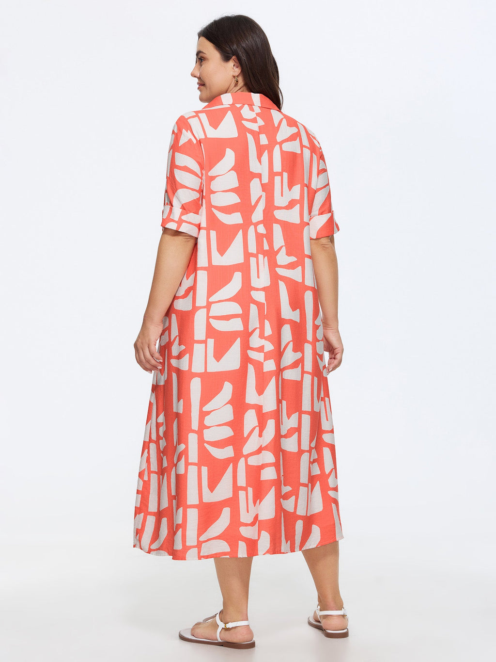 Supersoft Abstract Print Pockets Midi Shirt Dress
