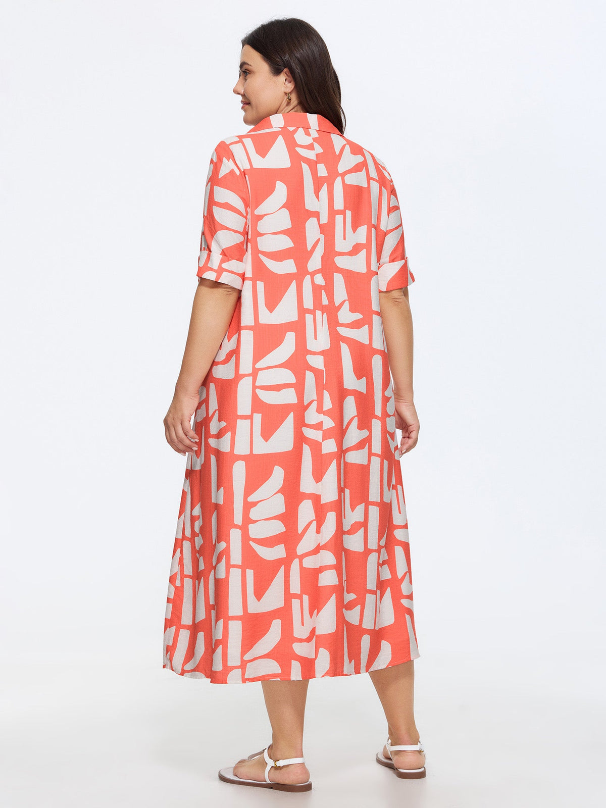 Supersoft Abstract Print Pockets Midi Shirt Dress