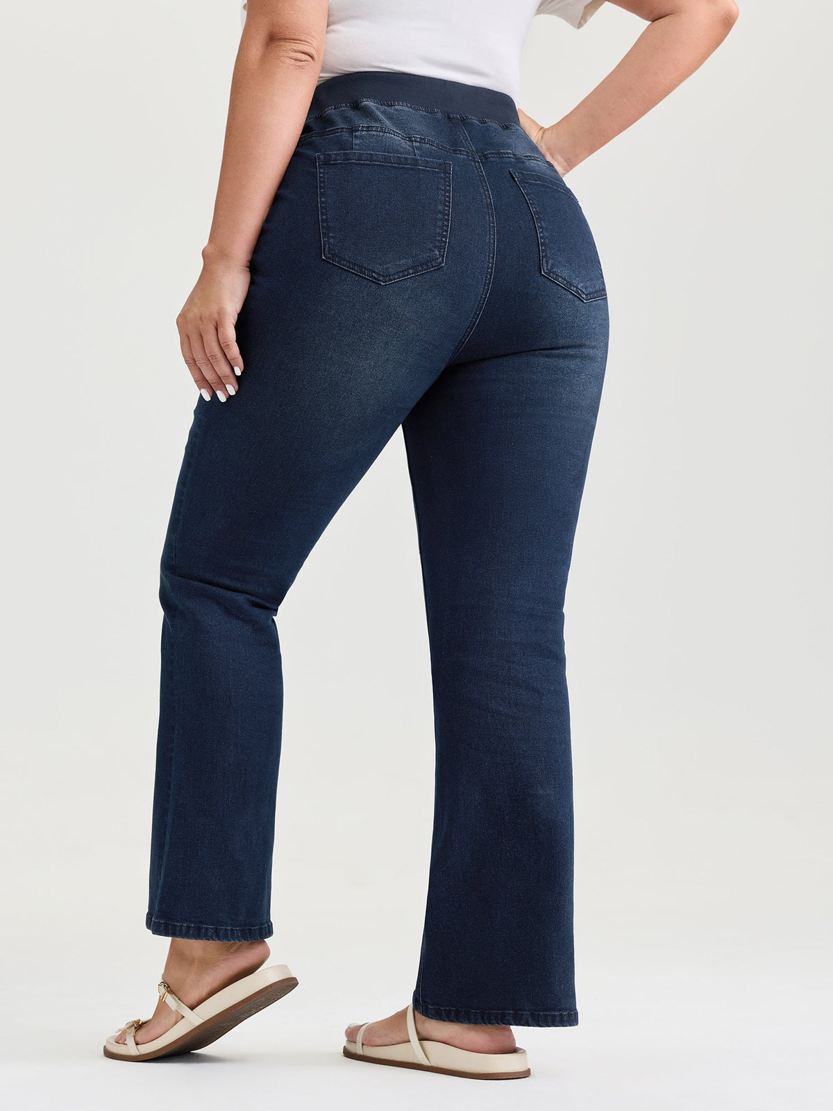 Stretchy Drawstring Waist Bootcut Pants
