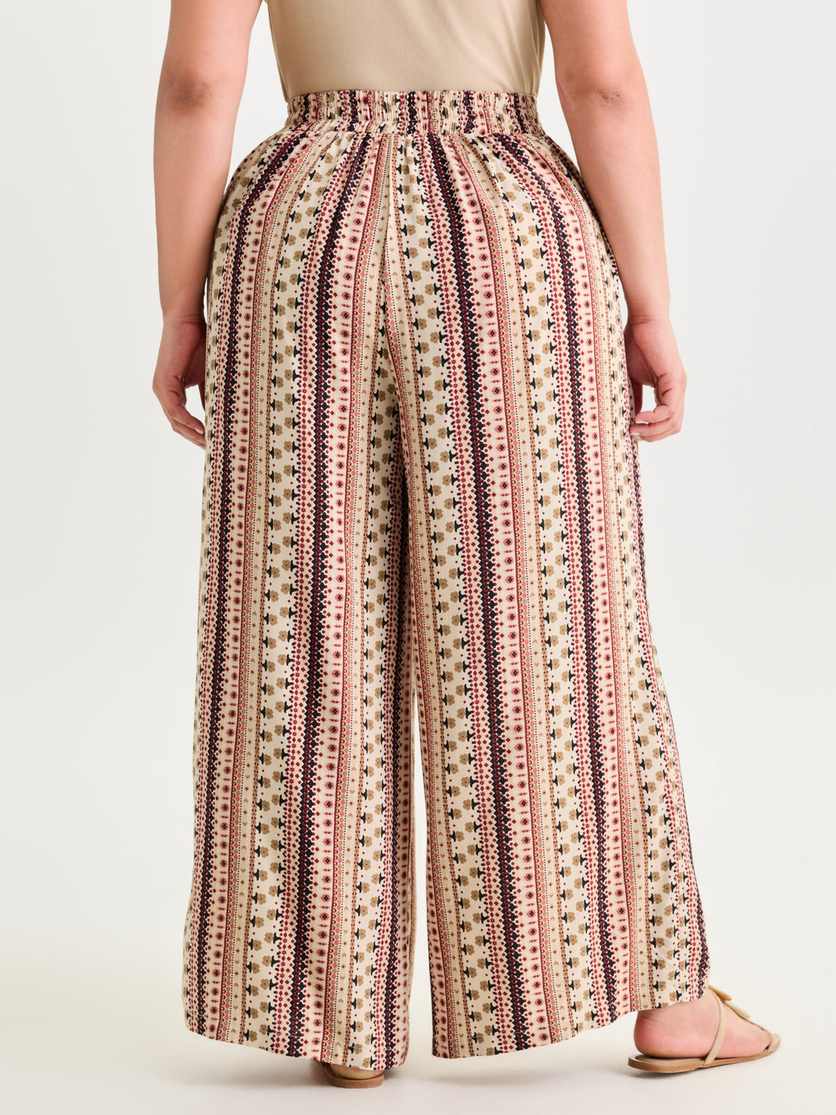 Boho Geometric Pattern Wide-Leg Pants