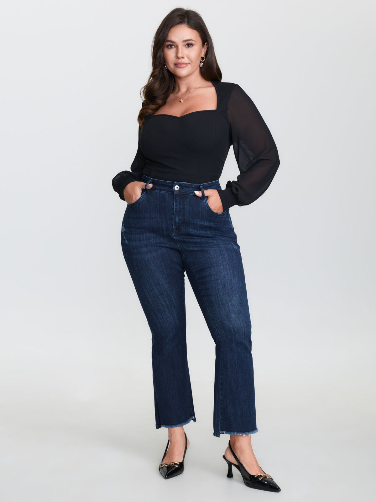 Supersoft Thigh Friendly Ripped Hem Flare Jeans