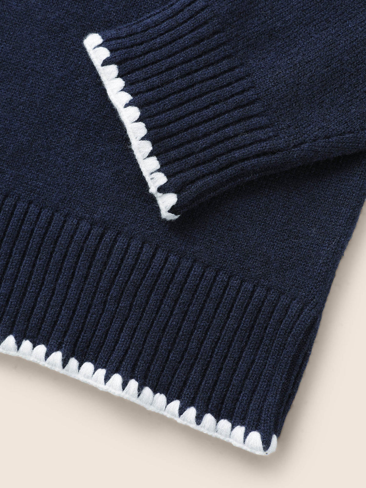 Lapel Collar Contrast Trim Cardigan