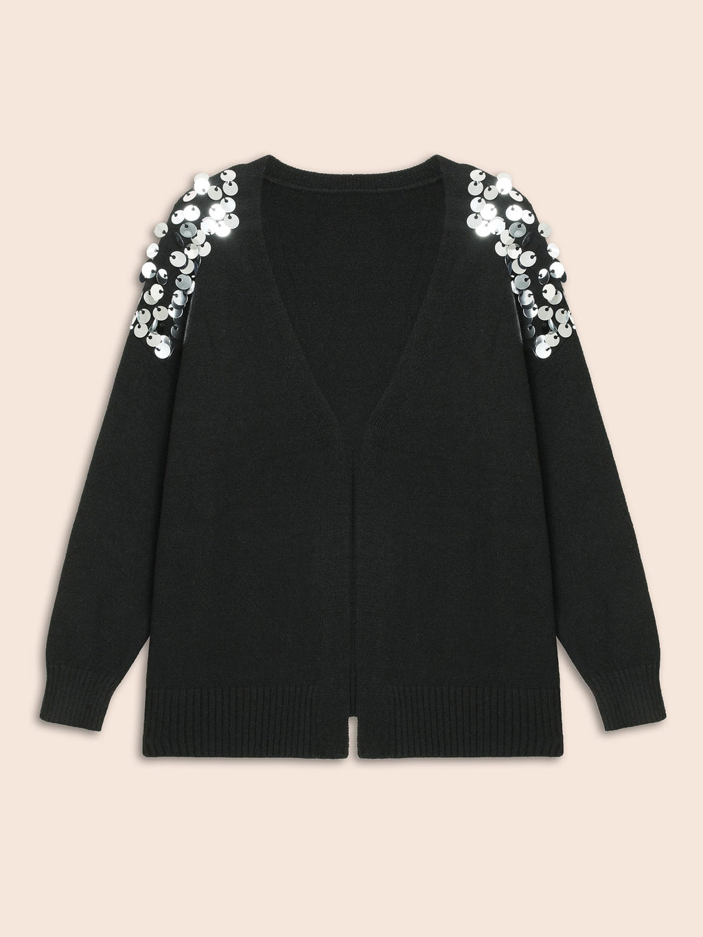 Supersoft Essentials Silver Sequins Shoulder Open Cardigan