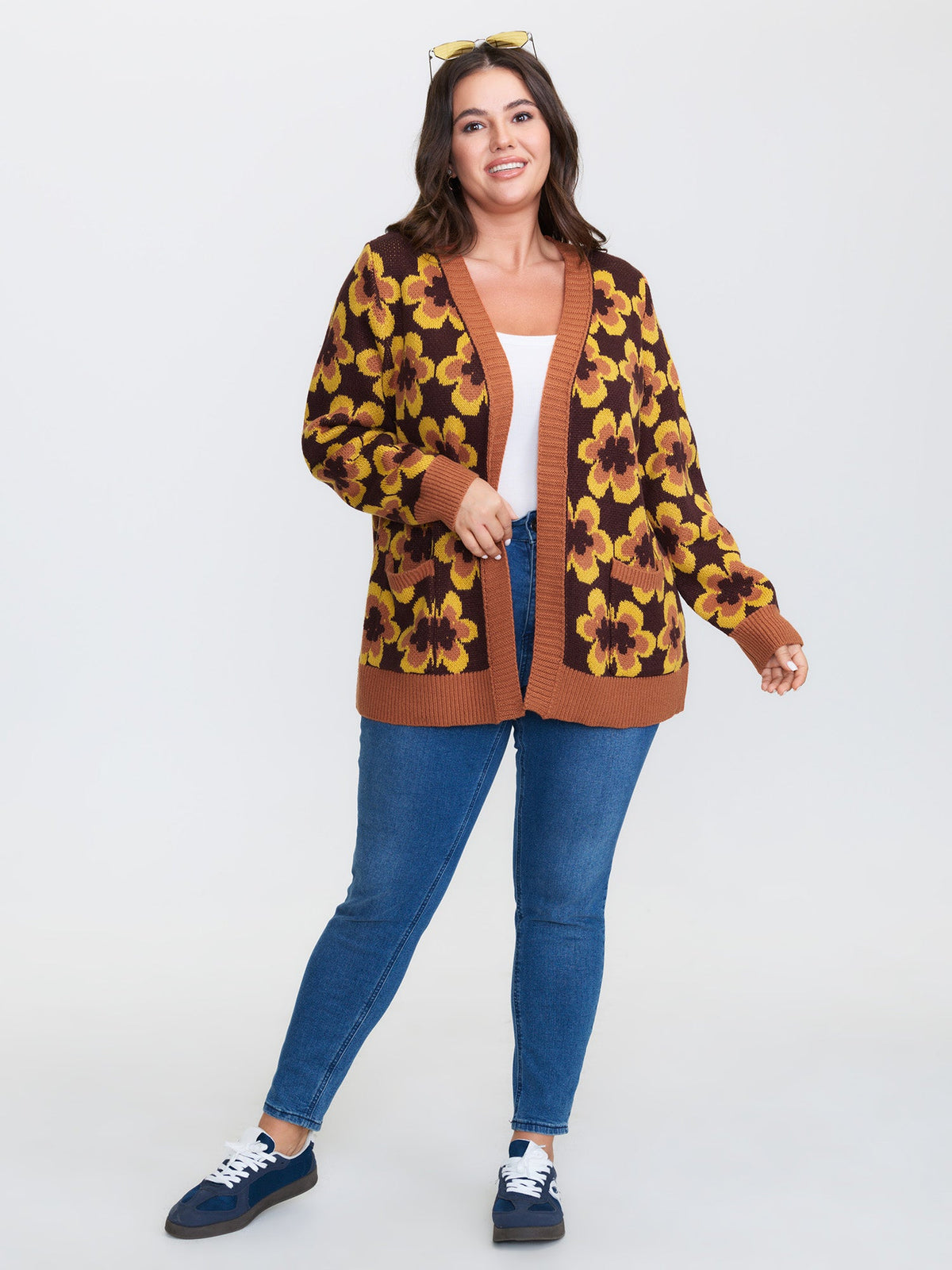 Retro Floral Jacquard Knit Cardigan
