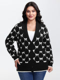 Bowknot Jacquard Button Knit Cardigan