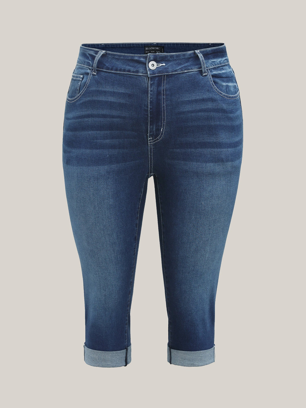 Folded Hem High-Rise Skinny-Fit Capri Jeans