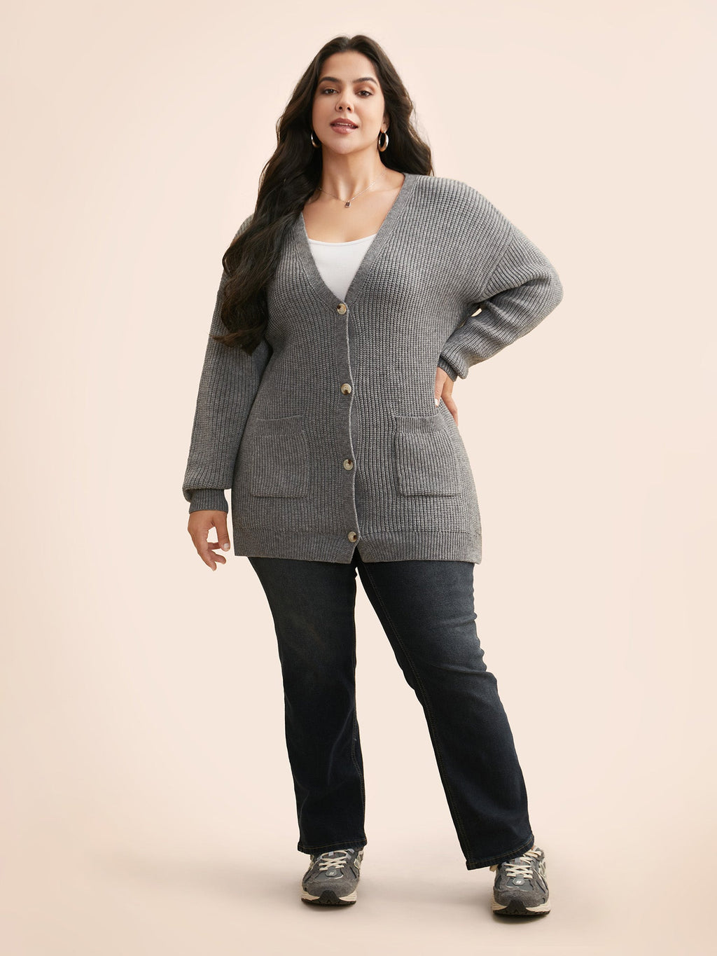 Supersoft Ribbed Drop Shoulder Wool Cardigan