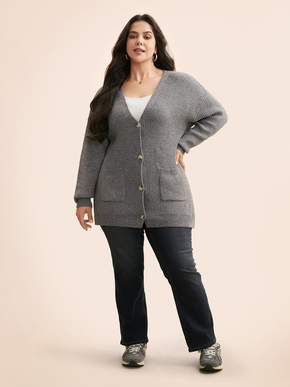 Supersoft Ribbed Drop Shoulder Wool Cardigan