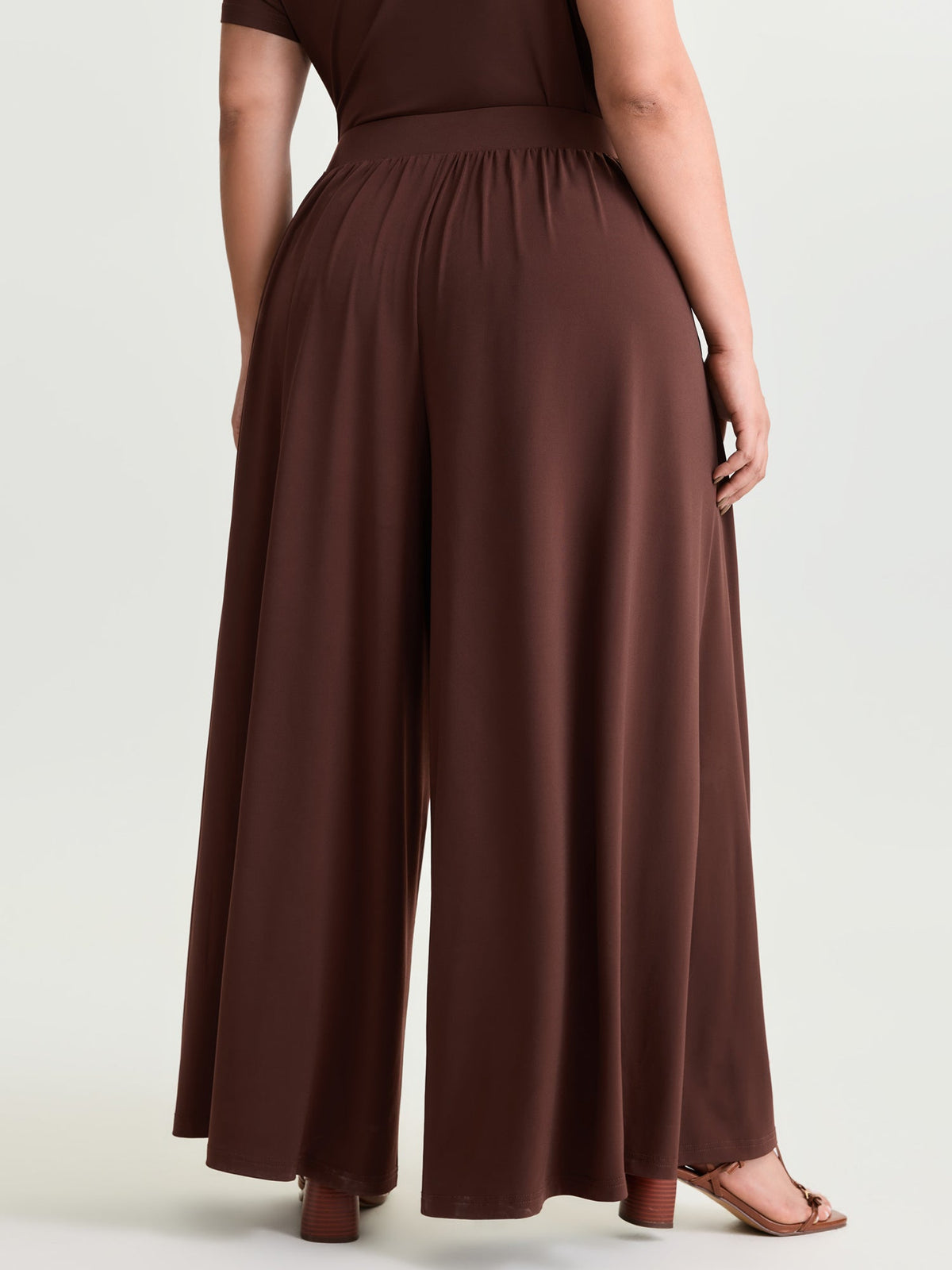 Supersoft Stretchy Pleated Flared Plain Pants