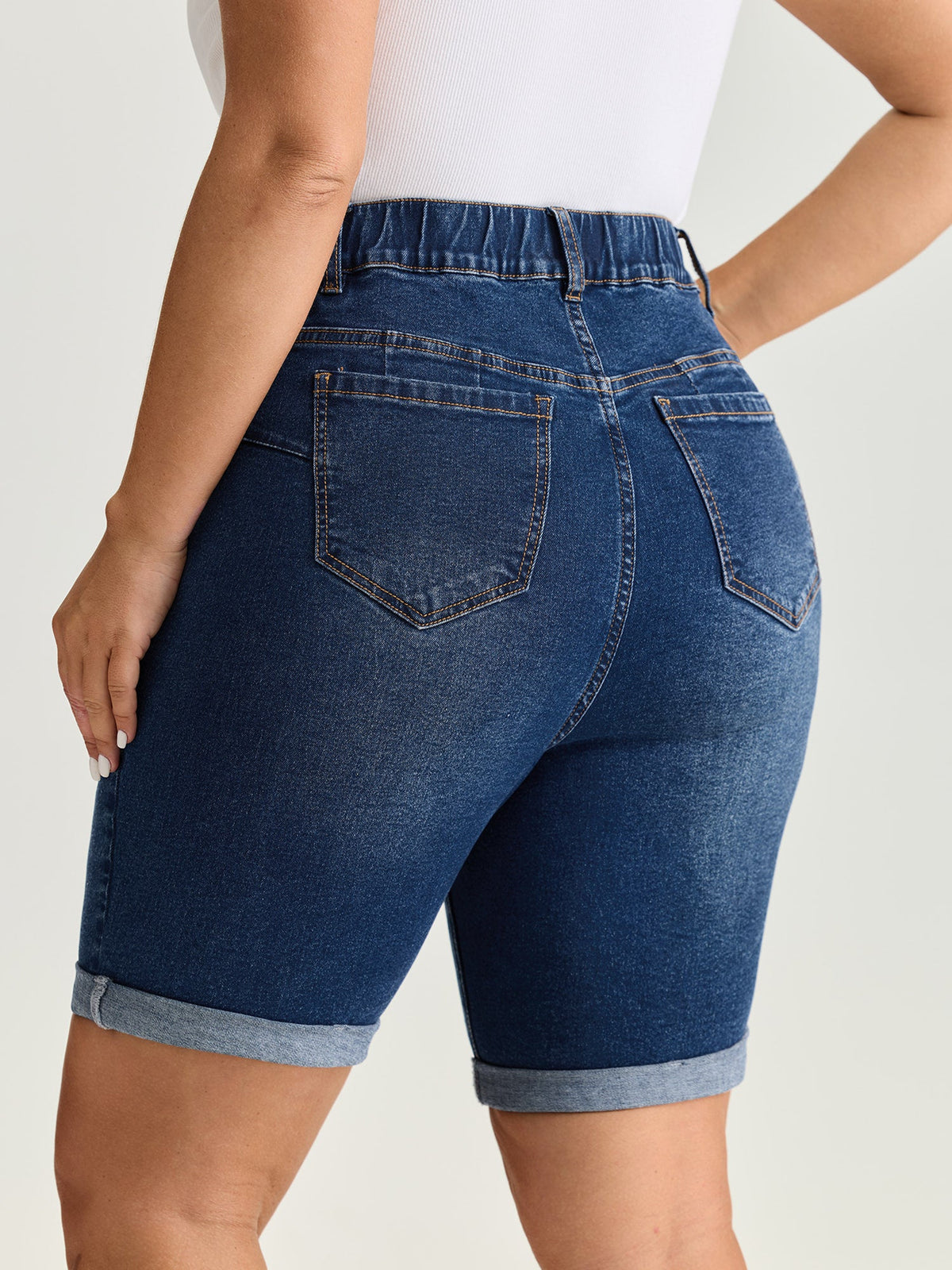 Hip Lifting No Gap Waist Skinny-Fit Denim Shorts